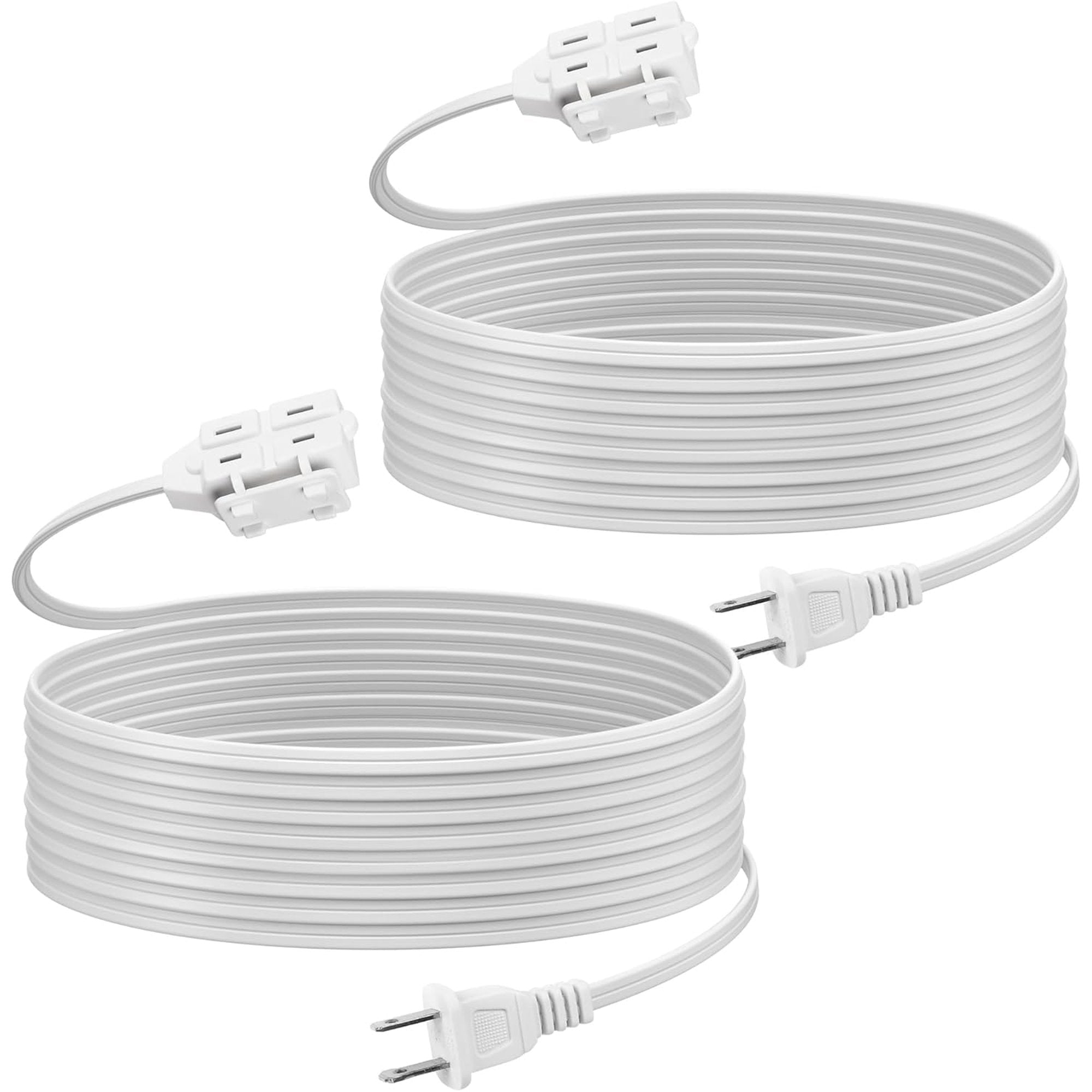 BN-LINK 12 ft 3 Outlet Indoor Extension Cord 16/2 SPT-2, White, 2 Prong Polarized Plug