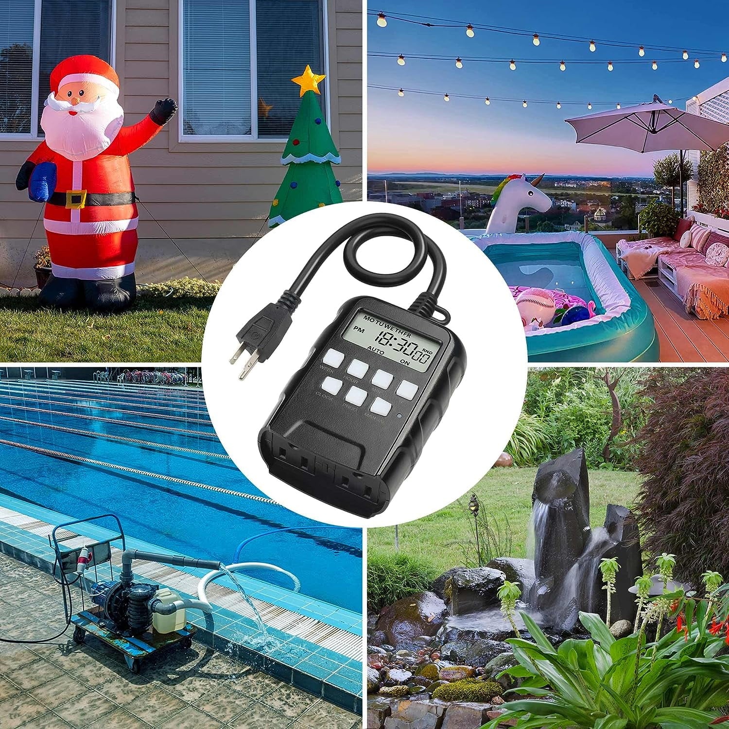 BN-LINK 7 Day Outdoor Heavy Duty Digital Programmable Timer BND/U78, 125VAC, 60Hz, Dual Outlet, Weatherproof, Heavy Duty, Accurate for Lamps Ponds Christmas Lights 1875W 1/2HP ETL Listed