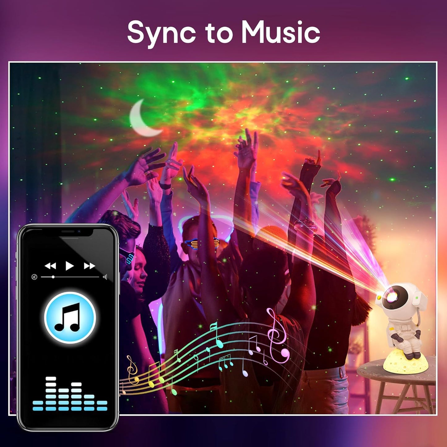 BN-LINK Galaxy Projector with Bluetooth Speaker, Star Projector Galaxy Light with 11 Modes & Timer & Remote, Ceiling Night Light for Room Decor, Party, Birthday