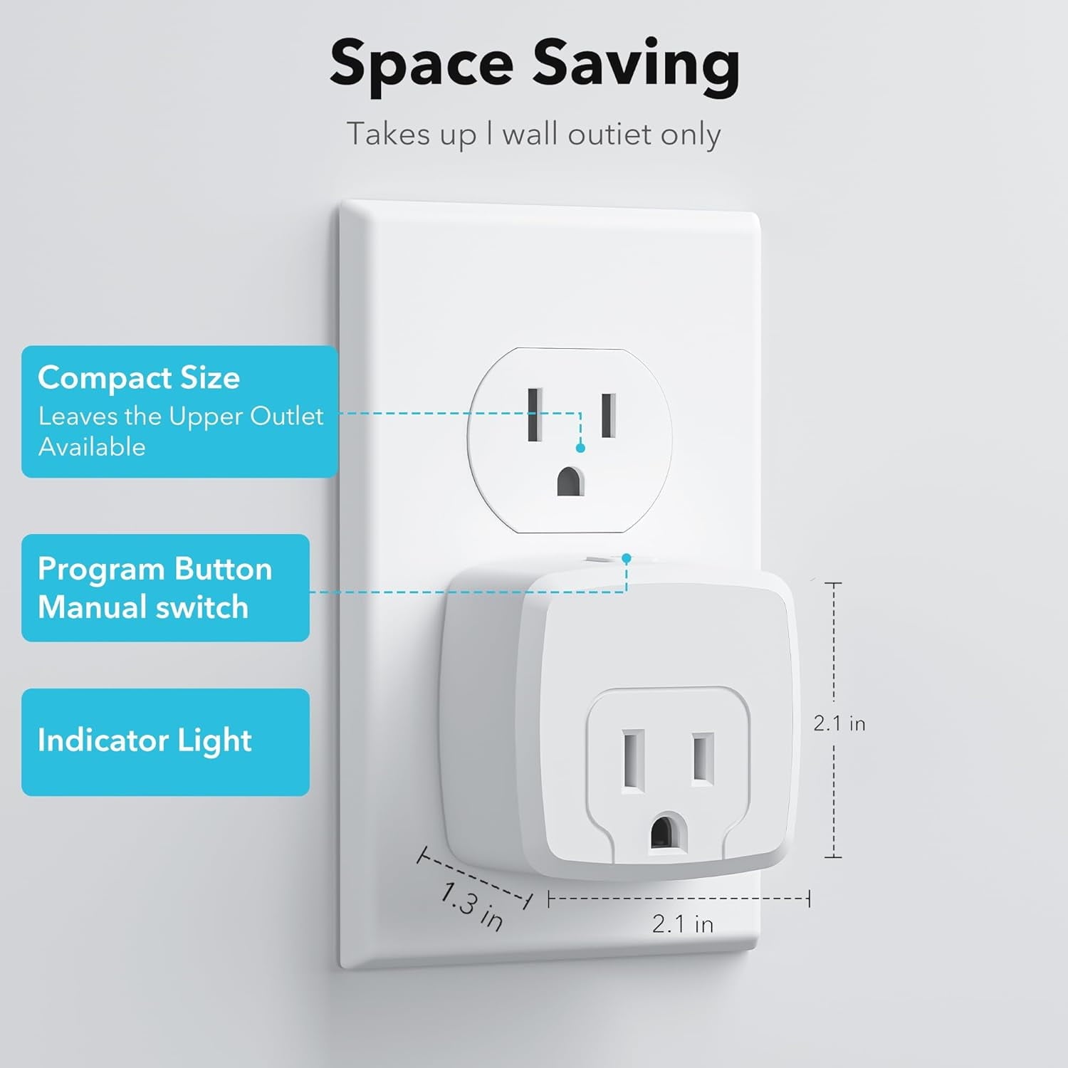 HBN Remote Control Outlet with 100FT RF Signal, Wireless On Off Switch Plug for Household Appliances, Battery Included, 15A/1875W(5 Outlets + 2 Remotes)