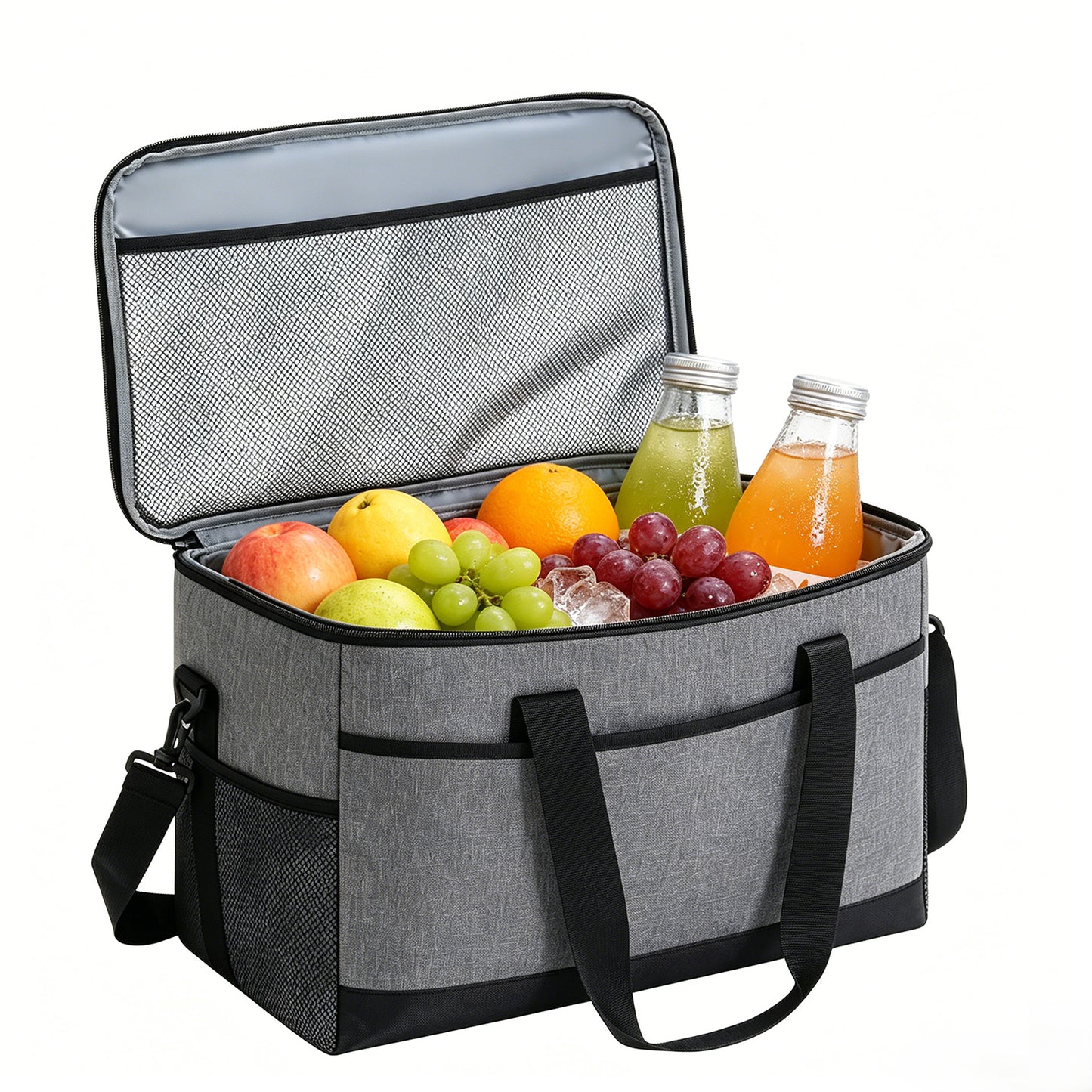 BN-LINK Insulated Cooler Bag,37Qt Capacity Soft Cooler with Adjustable Shoulder Strap,Leakproof Lunch Bag for Picnic, Grocery, Beach, Camping, Travel,Gray
