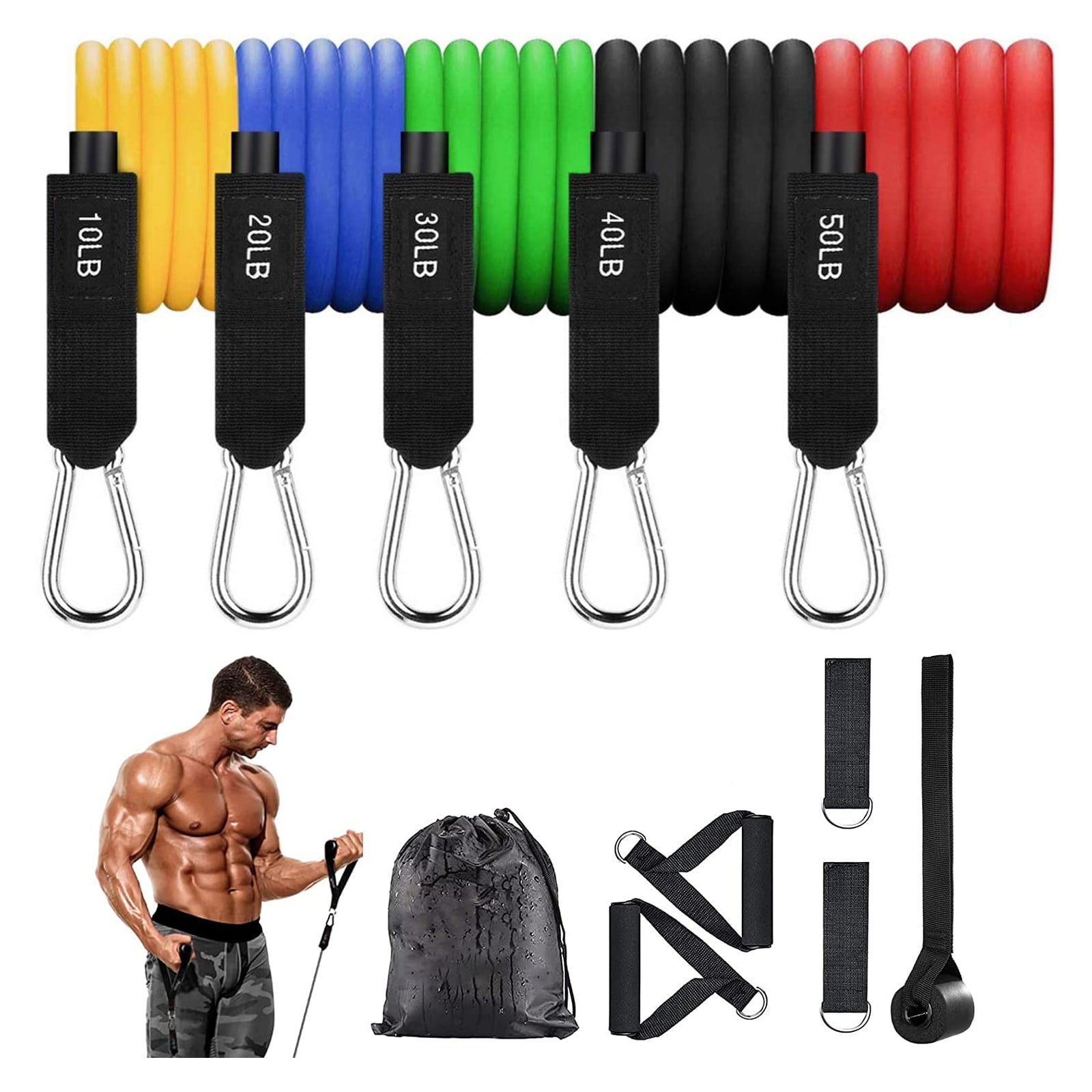 150lbs Resistance Bands for Working Out, Exercise Bands, Workout Bands, Resistance Bands Set with Handles for Men Women , Weights for Strength Training Equipment at Home