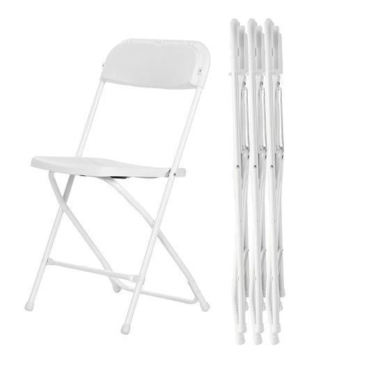 Behome 4 Pack Folding Chairs,Portable Foldable Chair with Steel Frame,Stackable Indoor Outdoor Seat for Home, Office, Party,Backyard,Patio,397lbs Capacity,White