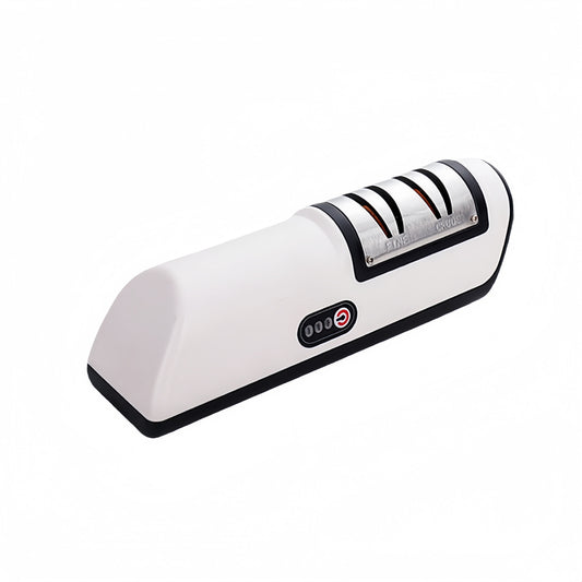 Behome Knife Sharpener, Electric Knife Sharpener for Kitchen, 2 Stages of Coarse Sharpening & Fine Polishing, Fast & Safe Sharpening for Chef Knives, Home Use & Beginners (White)