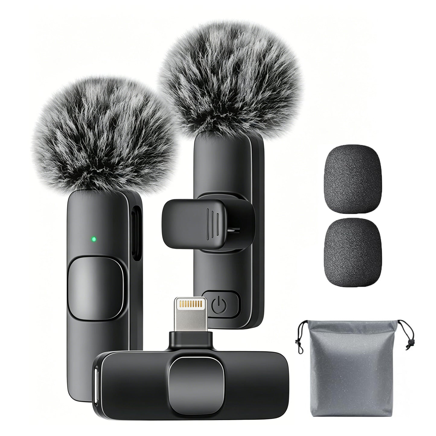 Behome Wireless Lavalier Microphone for iPhone with Storage Bag, Mini Microphone with Rotatable Clip&Denoise Recording, for TikTok, YouTube & Interviews