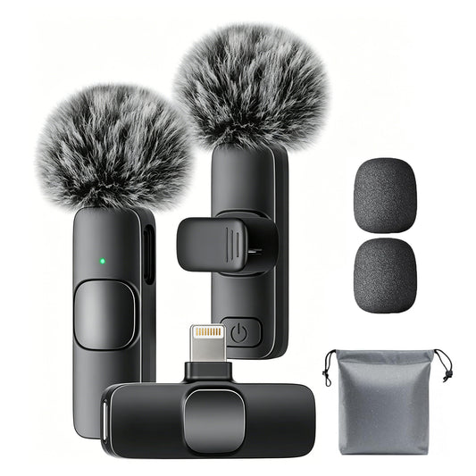 Behome Wireless Lavalier Microphone for iPhone with Storage Bag, Mini Microphone with Rotatable Clip&Denoise Recording, for TikTok, YouTube & Interviews