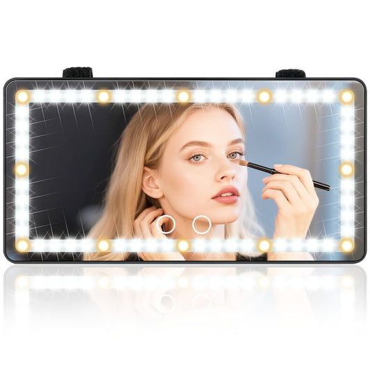 Behome Makeup Mirror, Rechargeable Car Visor Vanity Mirror with Light, Portable Led Makeup Mirror for Car Truck Suv