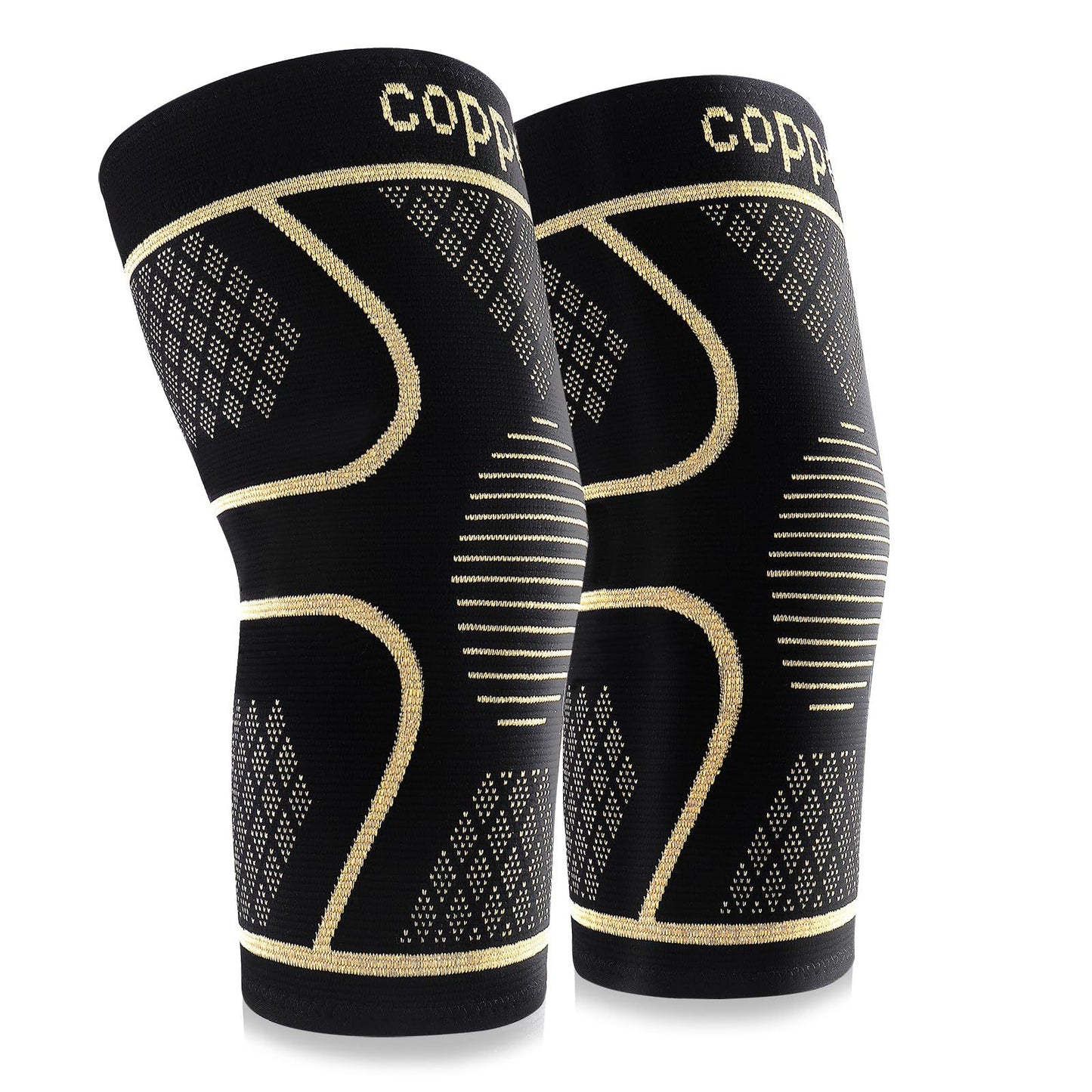 Behome Knee Brace, 2 Pack Copper Knee Braces for Men and Women, Knee Support Compression Sleeeve for Pain Relief