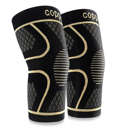 Behome Knee Brace, 2 Pack Copper Knee Braces for Men and Women, Knee Support Compression Sleeeve for Pain Relief