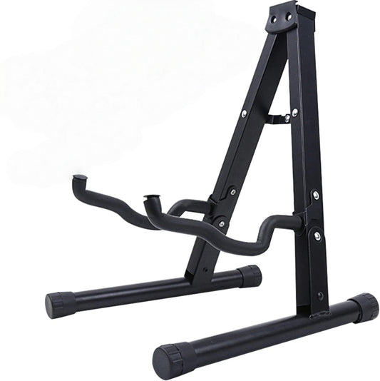 Behome Foldable Guitar Stand, Portable and Adjustable A-Frame Bass Guitar Display Stand, with Non-slip Rubber And Foam Arm, Suitable for Electric & Acoustic Guitars, Bass & Banjo, Black