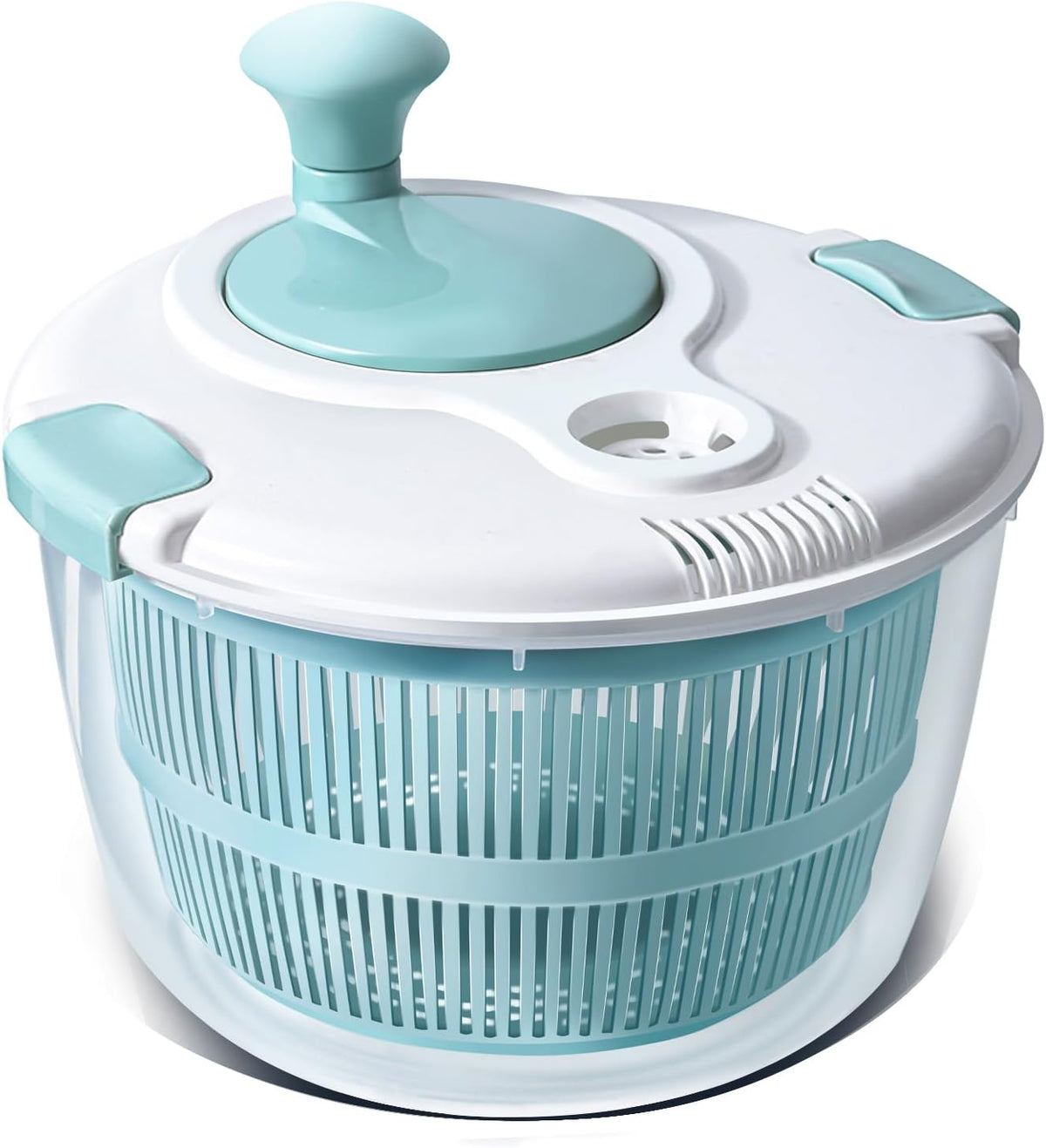 BN-LINK Salad Spinner, 4.8 Quart Large Capacity, Durable Multi-Use Lettuce and Fruit Washer Spinner& Dryer with Built-in Drainage System, Non-skid Base and Free Silicone Lid for Storage or Picnic