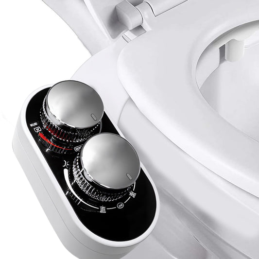 Behome Bidet Attachment for Toilet, Non-Electric Bidet Attachment for Toilet Seat, Easy Install Bidet Toilet Seat Attachment with Adjustable Water Pressure/ Temperature Switch