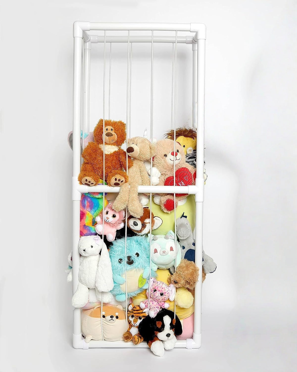 Behome Stuffed Animal Storage, Stuffed Animal Organizer with Elastic Cords for Boys Girls, Cute Zoo Toy Holder for Toddler Rooms, Playrooms & Bedrooms, White