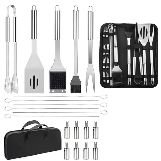 BN-LINK 20pcs BBQ Grill BBQ Accessories, Stainless Steel Grill Tools Set with Carry Bag,Barbecue Grill Accessories,BBQ Utensils,Camping & Tailgating
