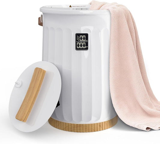 Behome Tower Warmer, 20L Large Hot Towel Warmers Bucket with LED Display, Auto Shut Off, Child Lock, Heat Timer 15/30/45/60 Min Adjustable, for Hot Tub, Bathroom, Spa, White