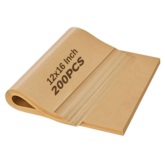 Behome 200 Pcs Parchment Paper Baking Sheets, 12 x 16 Inches Non-Stick Unbleached Precut Baking Parchment for Baking Grilling, Air Fryer