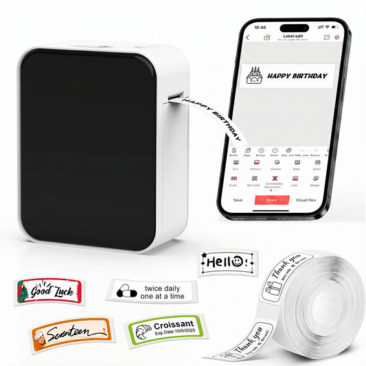 BN-LINK Label Maker Machine with Tape, Portable Thermal Label Printer with Multiple Templates, Wireless Bluetooth Label Maker for Home, Kitchen, School, Office