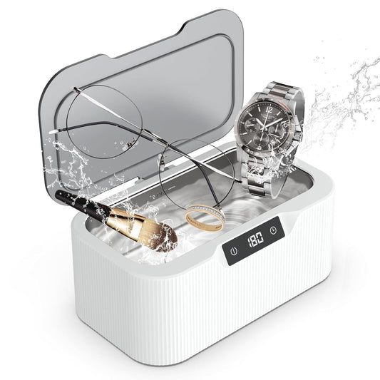 Behome Ultrasonic Jewelry Cleaner, 17oz 47KHz Professional Jewelry Cleaner, 3 Modes with Digital Timer, Portable Ultrasonic Cleaner for Jewelry, Eyeglasses, Rings, Watch Strap, White