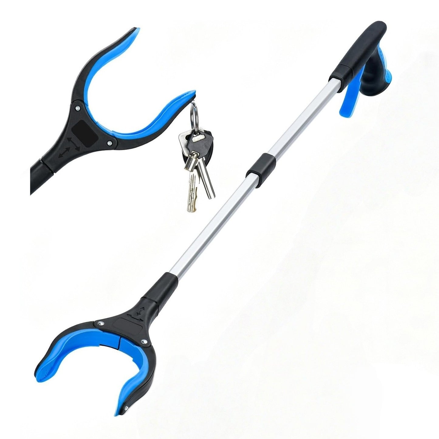 Behome 33” Grabber Reacher Tool, Foldable Reacher Grabber Pickup Tool with 360°Rotating Jaw & Magnets, Grabbers for Seniors for Outdoor & Indoor (Blue)