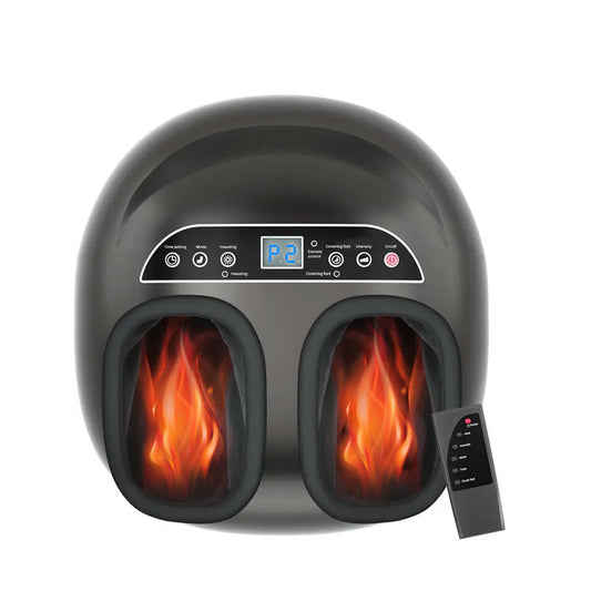 Behome Foot Massager Machine with Heat & 5 Deep-Kneading Modes, 5 Massage Levels & Timer, Remote Control Deep Kneading Machine for Plantar Fasciitis, for Home and Office Use
