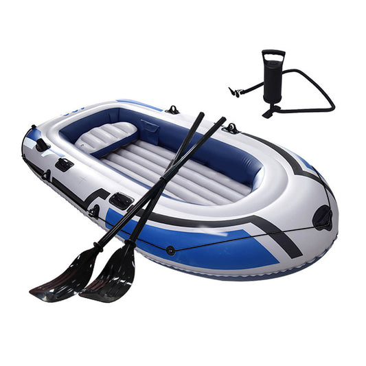 BN-LINK 3-Person Inflatable Boat Series with Seats, Inflatable Raft with a Pair of Deluxe Oars, High-Output Pump, Detachable Fishing Rod Holders, Fishing Boat for Ponds, Lakes, Rivers