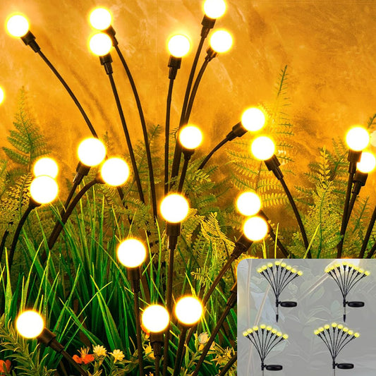 BN-LINK 4 Pack Solar Garden Lights, Auto On/Off 32 LED Solar Swaying Lights Outdoor Waterproof, Firefly Light for Outside Yard Pathway Landscape Decorations (Warm White)