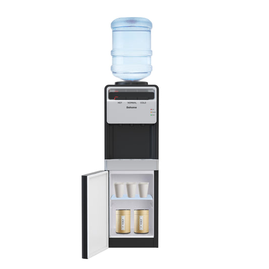 Behome Top Loading Water Cooler Dispenser, 3 Temperature Settings-Hot, Cold & Normal Water, Child Safety Lock, Holds 3 or 5 Gallon Bottles, for Homes, Kitchens, Offices, Dorms