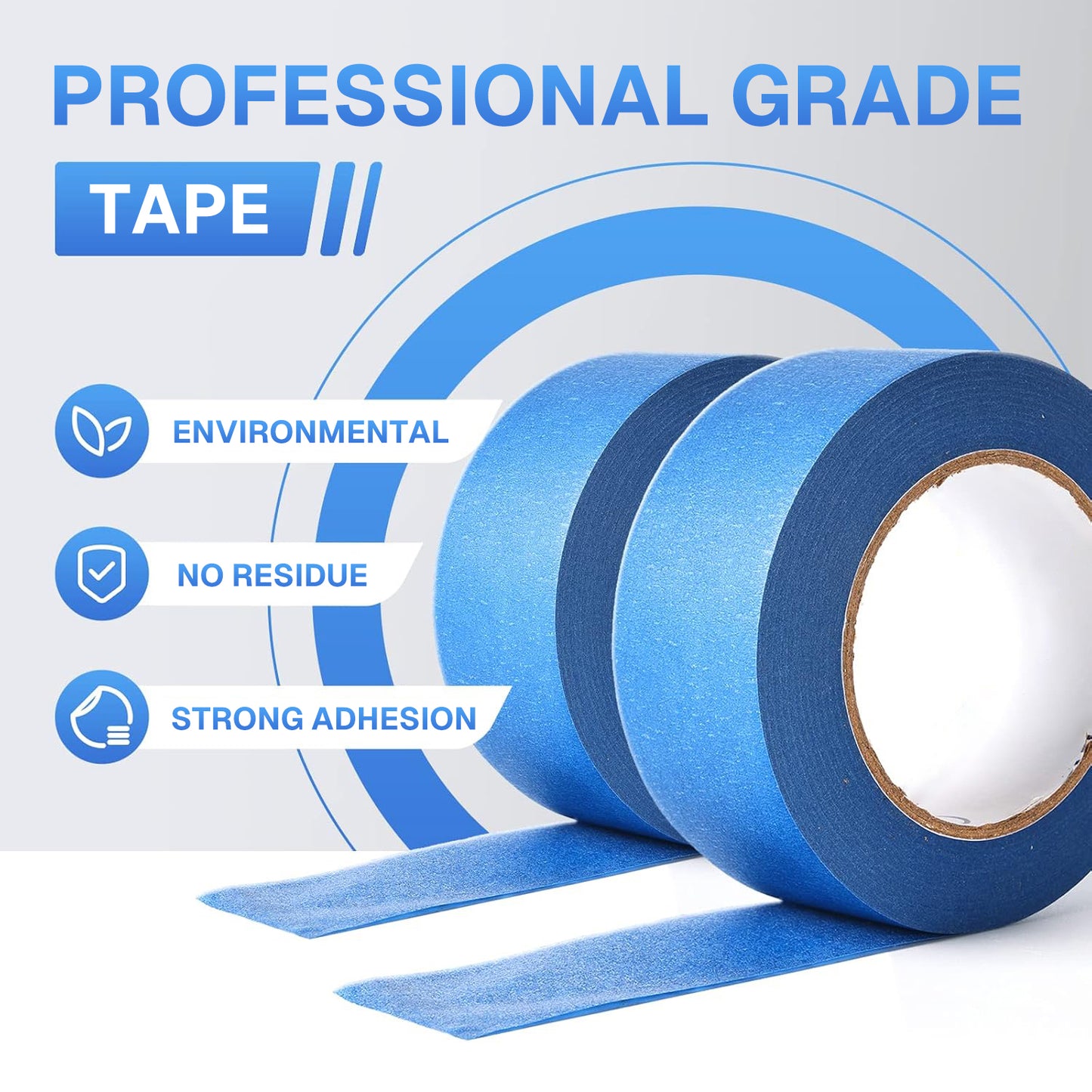 BN-LINK 3 Rolls Painters Tape, 2 In x 60 Yards Masking Tape, Multi-Purpose Blue Tape, Protects Surfaces and Removes Easily for DIY Artist Craft Arts, Decoration, Drafting