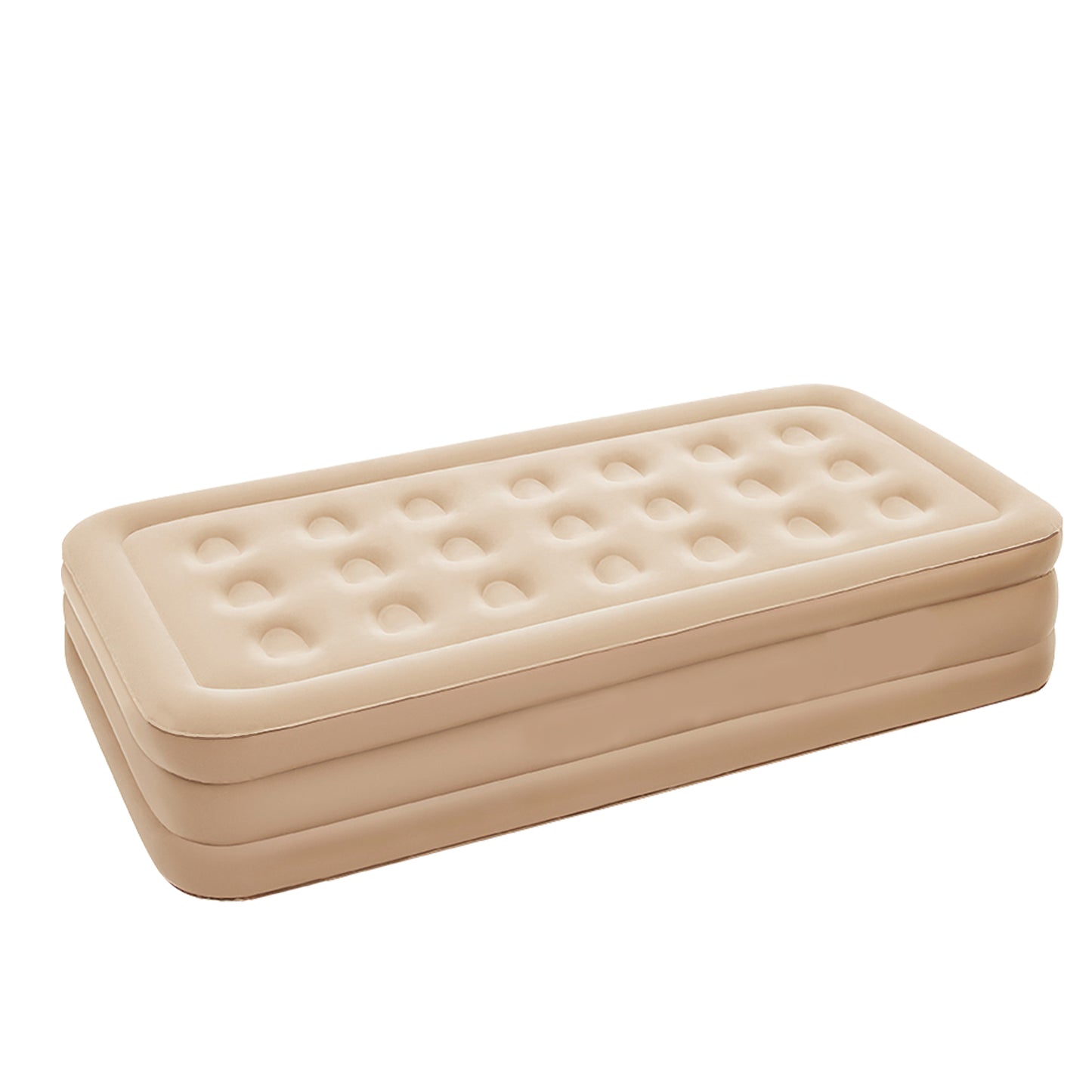 BN-LINK Twin Air Mattress, Air Mattress with Built in Pump, Inflatable Air Mattress for Guests, Camping & Home, 330lb Weight Capacity, 75 x 39 x 16 Inches, Khaki