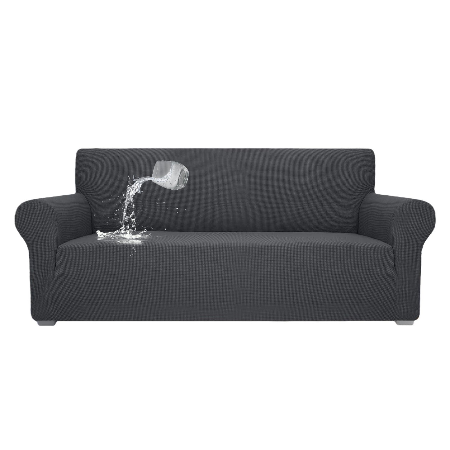 Behome Couch Cover, Premuim Water Repellent Sofa Covers, Non Slip Sofa Slipcover for Living Room Furniture Protector (3 Seater, Gray)
