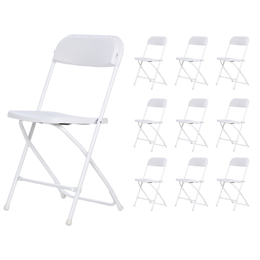 Behome 10 Pack Folding Chairs,Heavy Duty Stackable Event Chairs for for Wedding,Party,Office, 397lb Capacity,White