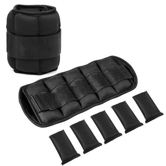BN-LINK Adjustable Ankle Weights Set 1Pair (5lbs*2) Removable Sandbags Leg/Wrist/Arm Weights for Women Men,Modularized Leg Weight Straps for Yoga, Walking, Running, Gym
