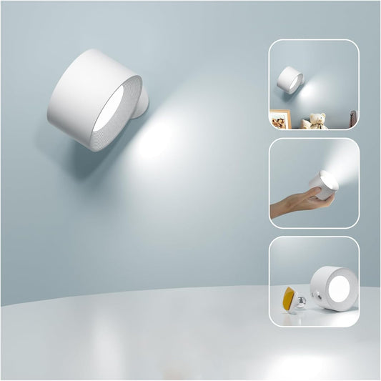 BN-LINK Wall Lights, 360°Adjustable Wall Lamp with 3 Color Modes 3 Brightness Levels, Wall Mounted Lamp for Bedroom Reading Bedside, White