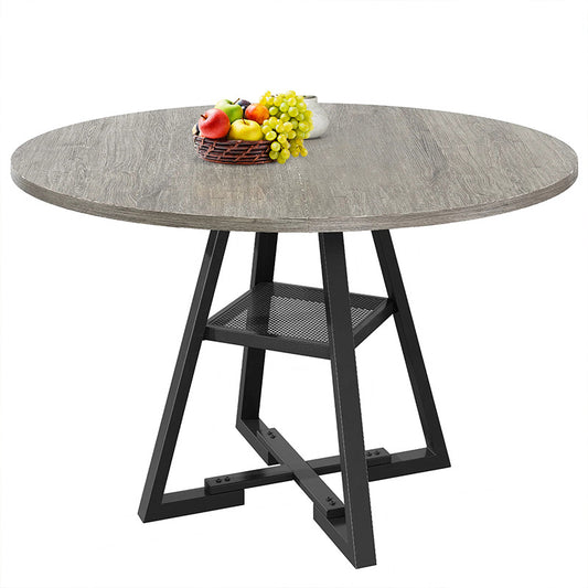 Behome 42” Round Dining Table for 4-6,Wooden Kitchen Table with Storage Shelf,Farmhouse Circle Kitchen Tables for Dining Room, Kitchen, Living Room