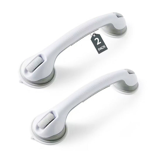 Behome 2 Pack Shower Grab Bar, 16’’ Suction Shower Handles for Bathtubs and Showers, Removable Handrails for Seniors Elderly, No Drilling