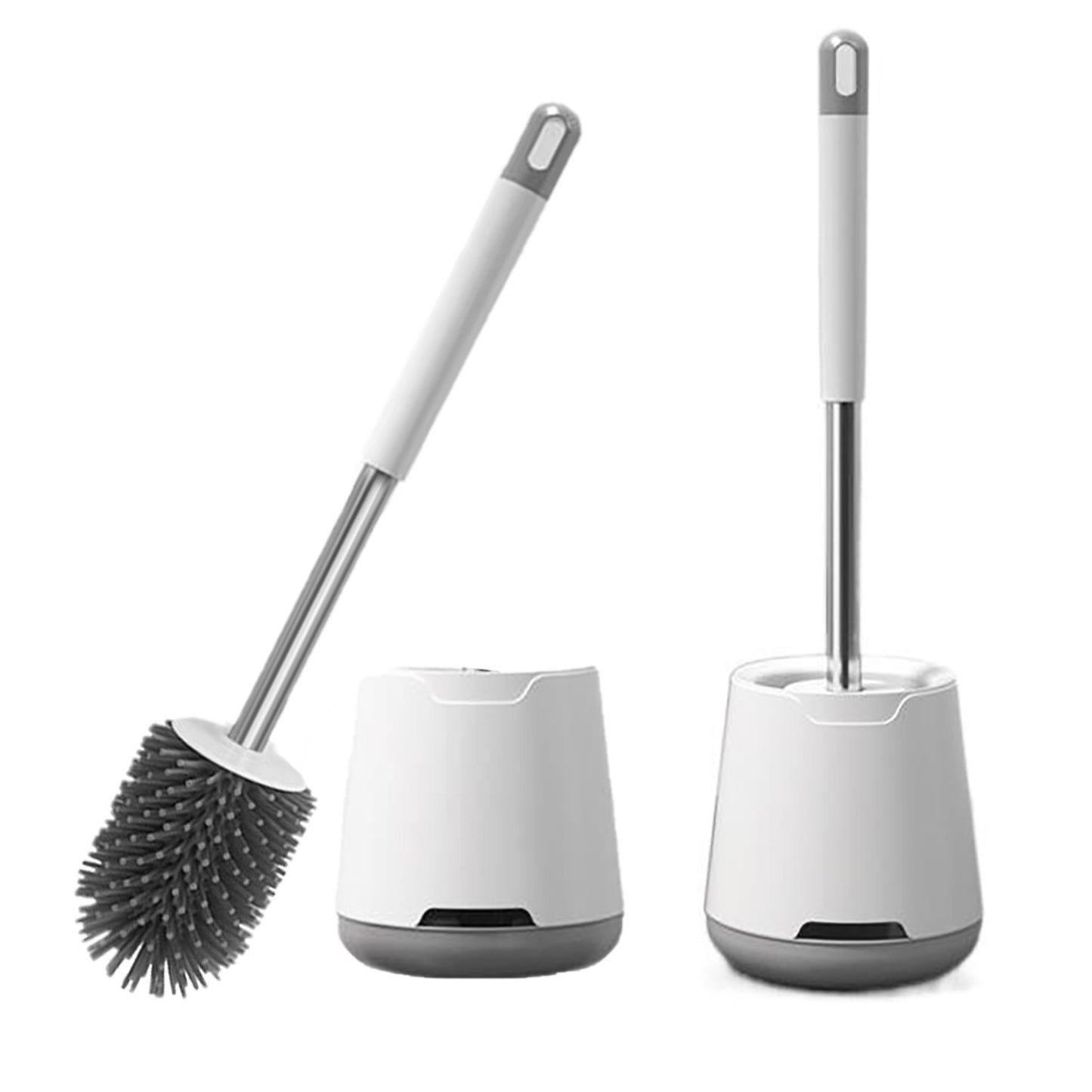Behome Toilet Bowl Brush and Holder, Silicone Toilet Cleaner Brush with Quick Drying Holder, Deep Cleaning & Drip-Proof, Toilet Brushes for Bathroom