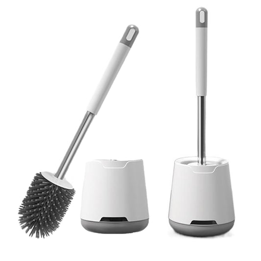 Behome Toilet Bowl Brush and Holder, Silicone Toilet Cleaner Brush with Quick Drying Holder, Deep Cleaning & Drip-Proof, Toilet Brushes for Bathroom