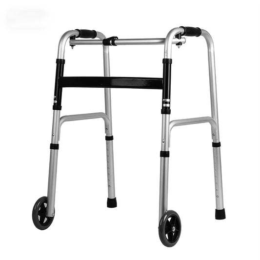 BN-LINK Walker for Senior, Folding Walker with 5'' Wheels, Adjustable Lightweight Aluminum Walker for Elderly,Disabled,Supports up to 330 lbs, Silver