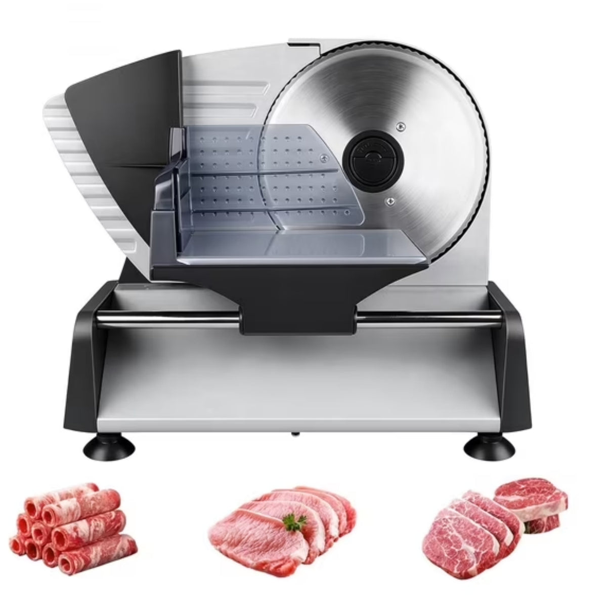 Behome Meat Slicer 200W Electric Automatic Meat, Deli Food Slicer ,Adjustable Thickness for Home Use,Removable 7.5 IN Stainless Steel Blade & Food Pusher,Cuts Meat, Bread and Cheese
