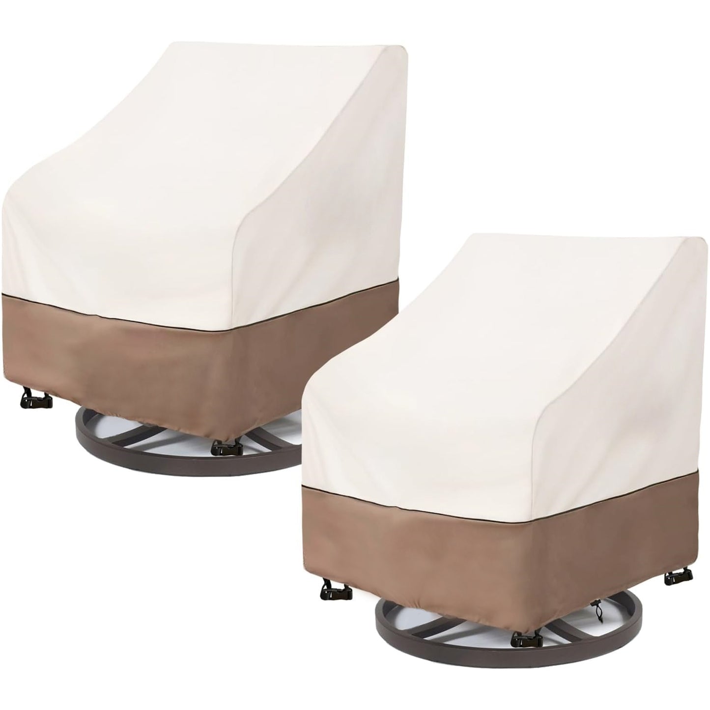 BN-LINK Patio Chair Covers, Waterproof Patio Furniture Covers, Heavy Duty and Waterproof Outdoor Lawn Chair Covers, 33"W x 33"D x 36"H (2 Pack, Beige & Coffee)