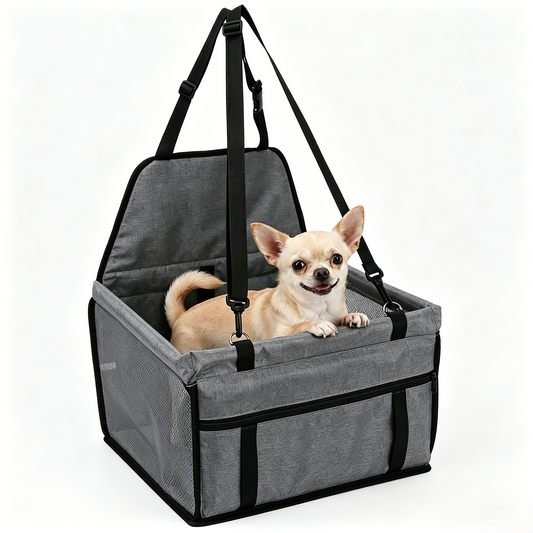 BN-LINK Dog Car Seats for Small Dogs, Dog Booster Car Seat with Storage Pockets and Clip-On Leash, Portable Pet Car Seat for Travel & Home,Gray
