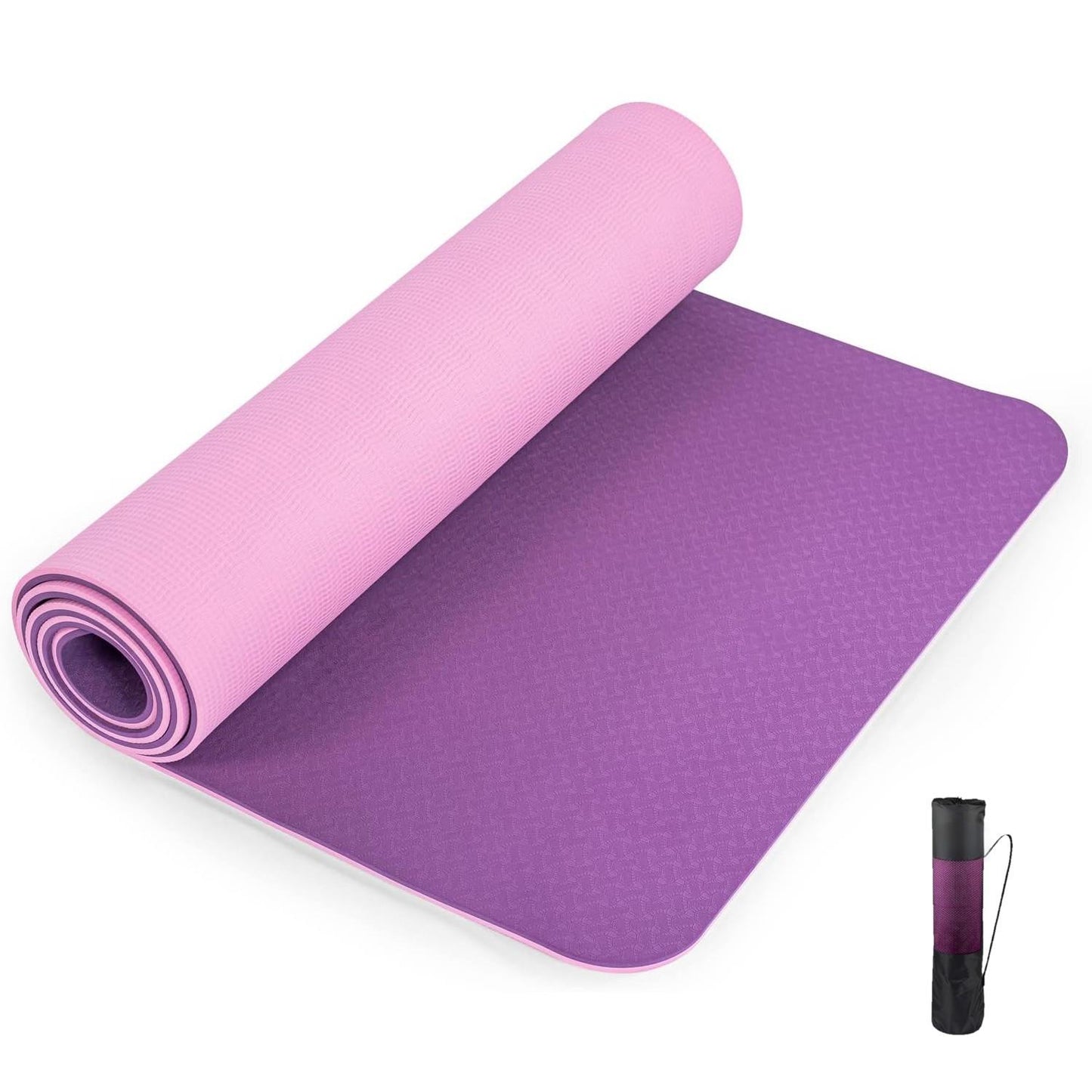 Behome Yoga Mat Non Slip, Anti-Tear 1/4" Thick Exercise Mat with Strap and Storage Bag, Fitness Mat for Pilates, Stretching, Floor & Fitness Workouts