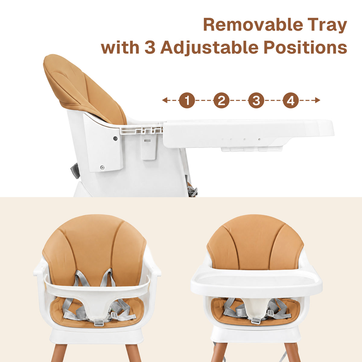Behome 8 in 1 Baby High Chair, Convertible High Chairs for Babies and Toddlers, Infant Dining Booster Seat, Building Block Table, Kids Stool Table Chair Set with Removable Tray