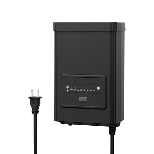 BN-LINK 200W Outdoor Transformer for Low Voltage Landscape Lighting, with Timer and Photocell Sensor, 120V AC to 12V AC, Durable and Weatherproof Design, Ideal for LED Spotlights and Pathway Lights