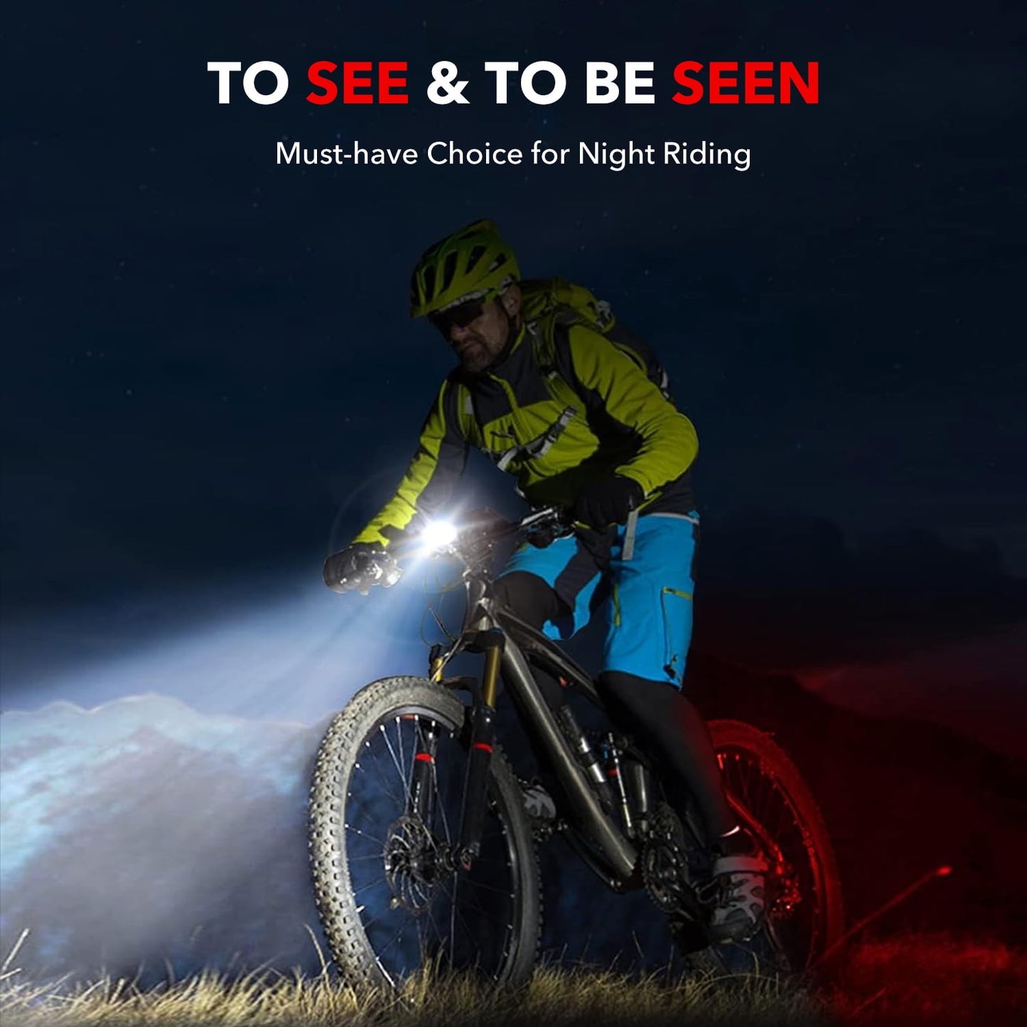 BN-LINK Bike Lights Front and Rear Set, USB Rechargeable 8+12 Modes Bicycle Lights, Waterproof Bike Lights Night Riding/Cycling