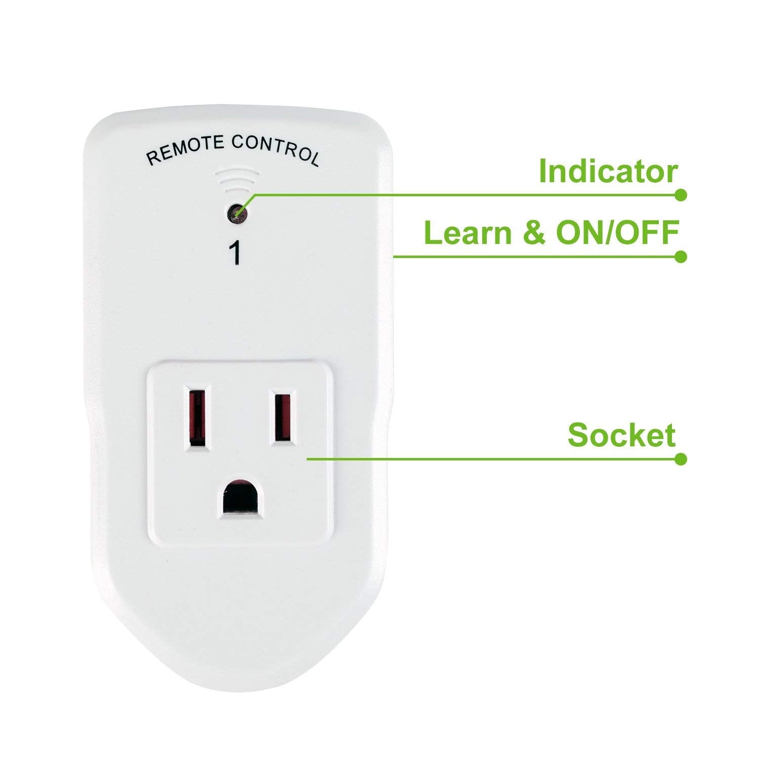 BN-LINK Wireless Remote Control Electrical Outlet Switch for Household Appliances (1 Pack)