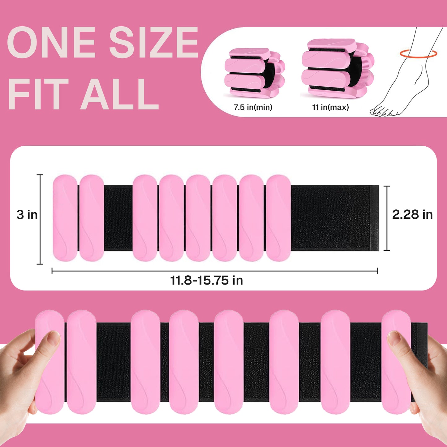 Behome Wrist and Ankle Weights for Women & Men Set of 2 (1lb Each), Adjustable Wearable Arm & Leg Weights for Pilates, Gym, Yoga, Cardio