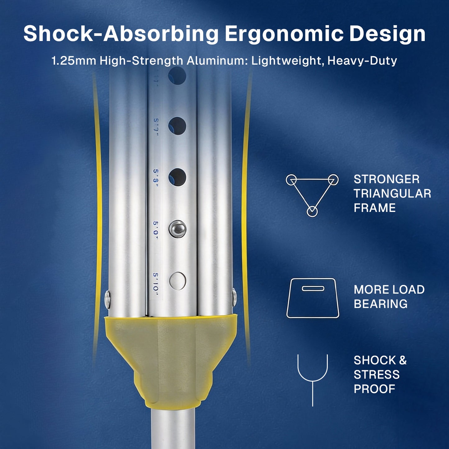 BN-LINK Adjustable Crutches for Adults,Lightweight Aluminum Crutches,Walking Crutches with Underarm Pad and Handgrip,330 LBS Weight Capacity,Heights 4'7" to 6'1",1 Pair