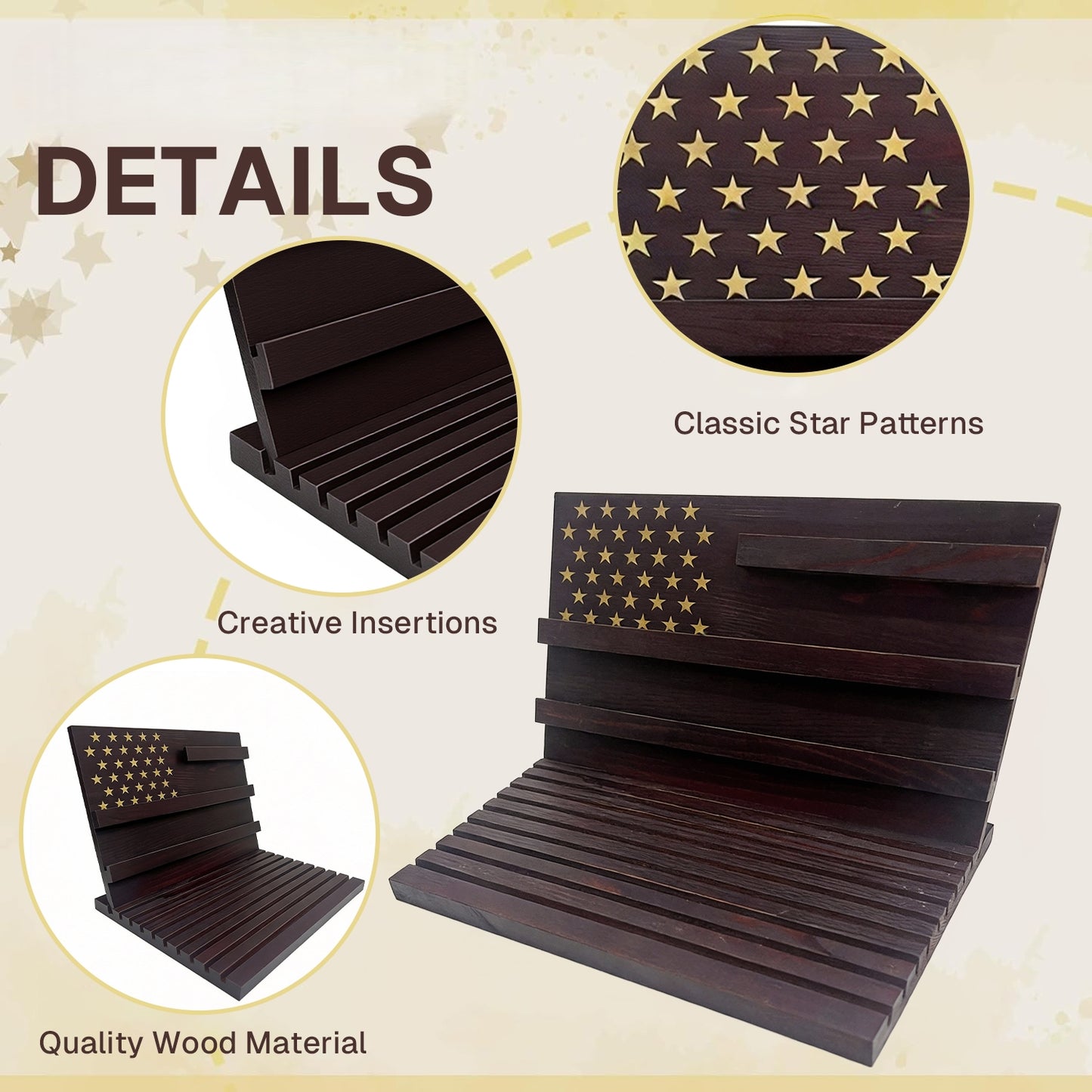 Behome Challenge Coin Display, 12-Row Solid Wood Coin Holder with Sloped Base, Holds 72-100 Coins, Coin Holders for Collectors, Coins Not Included, Brown