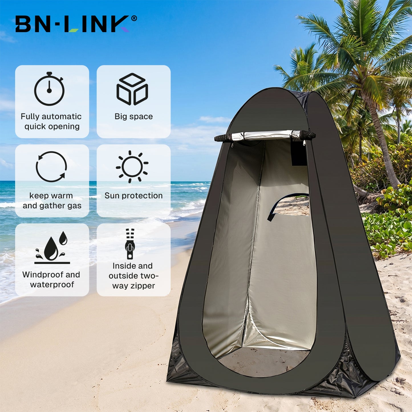 BN-LINK Shower Tent, Portable Privacy Tent with Carry Bag, Outdoor Camping Toilet Tent for Shower,Changing,Dressing, Easy Set Up,Black